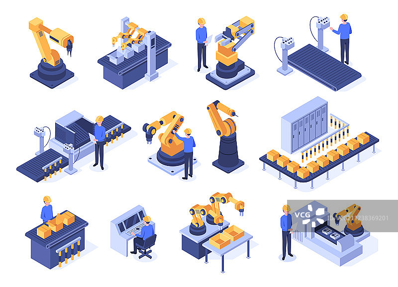 2.5D工业机器人装配线图片素材