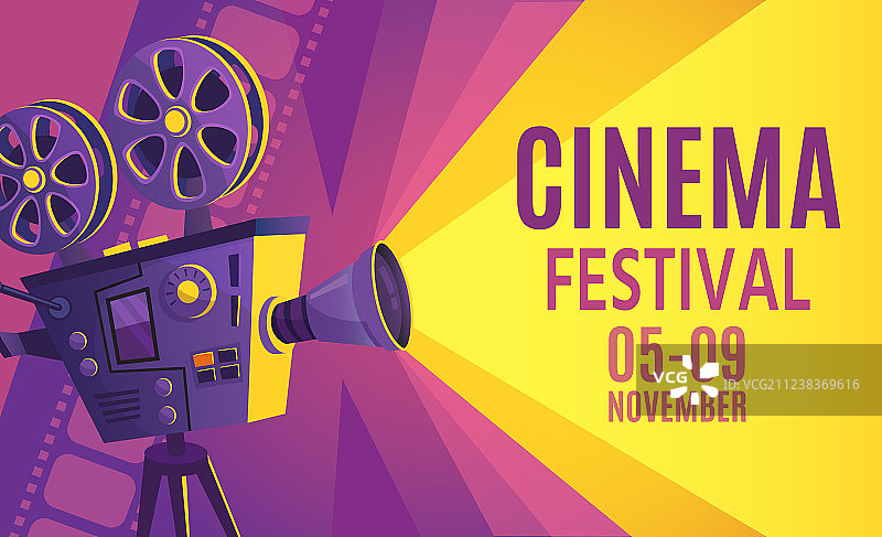 电影节海报电影广告牌复古风图片素材