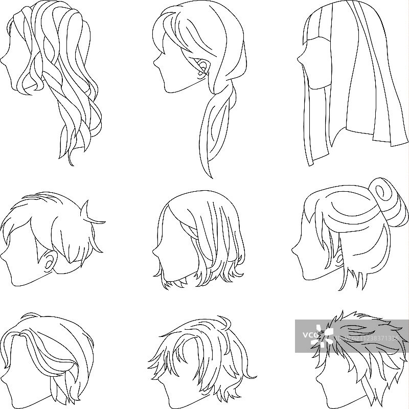 男女发型侧面线条图片素材