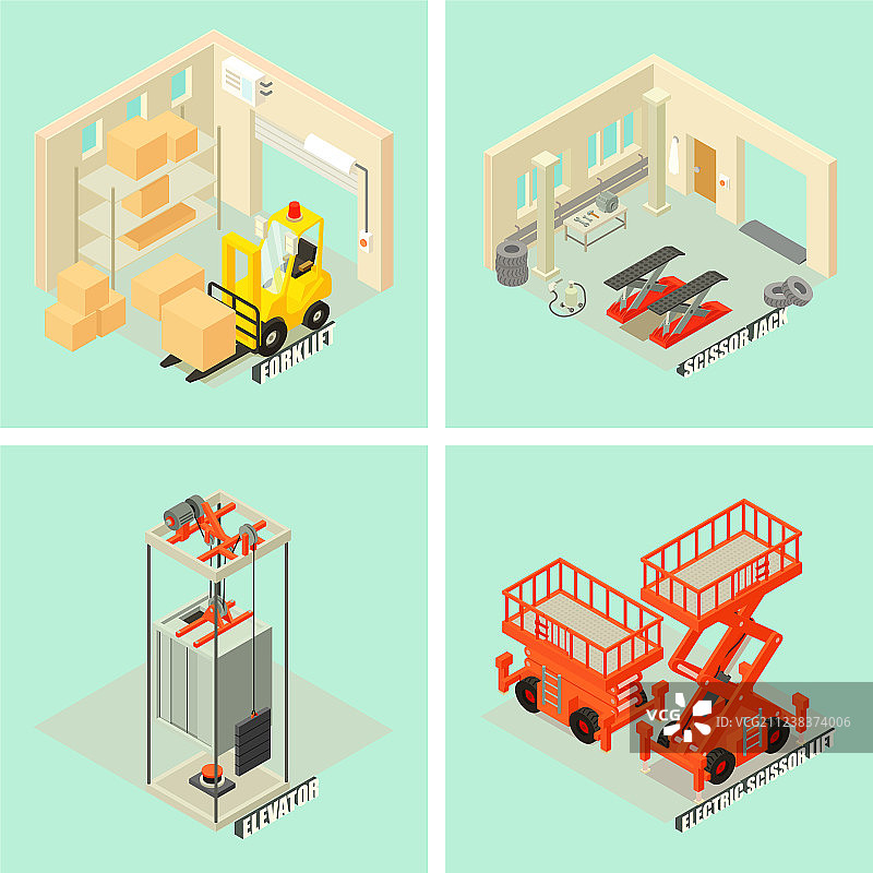起重机械货物等距图标集图片素材
