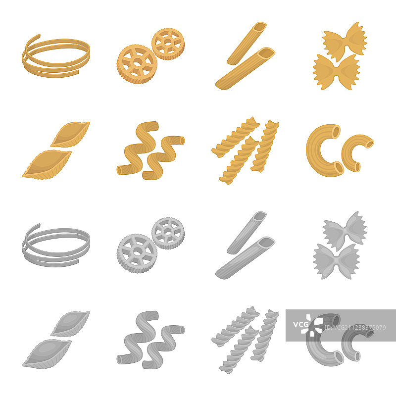 不同类型的意大利面集合图片素材