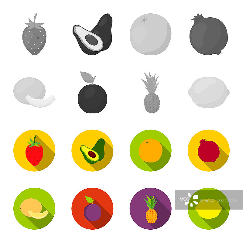 甜瓜李子菠萝柠檬水果集合图片素材