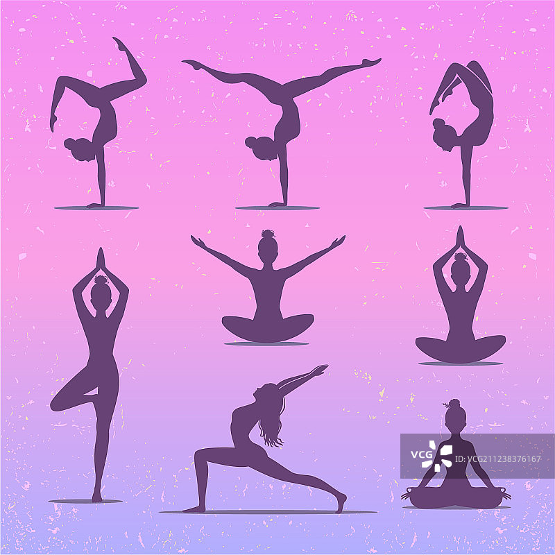 瑜伽体式剪影图片素材