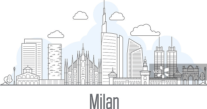 米兰城市天际线地标景观图片素材