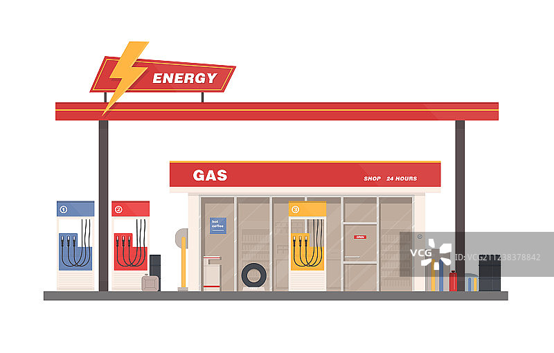 加油站建筑的正面图片素材