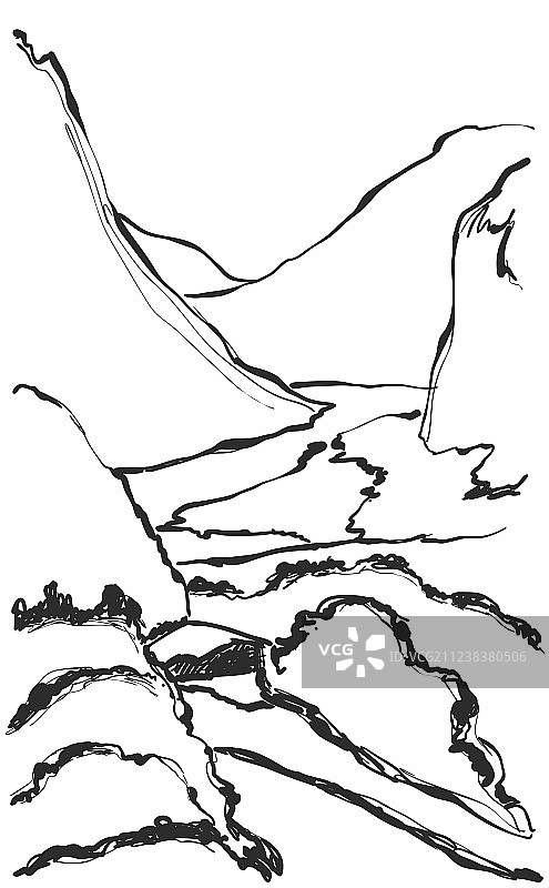 手绘山峰图片素材