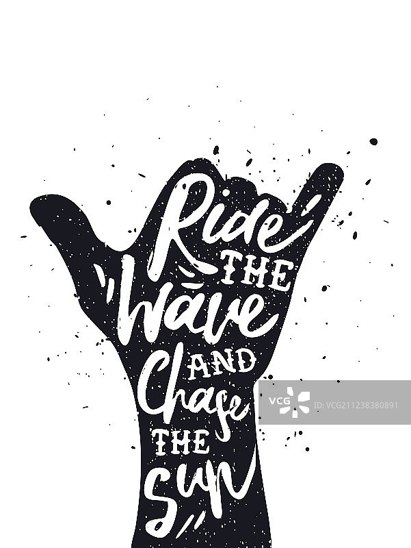 沙卡手势复古冲浪海滩海报图片素材