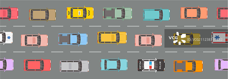 高速公路交通堵塞俯视图图片素材