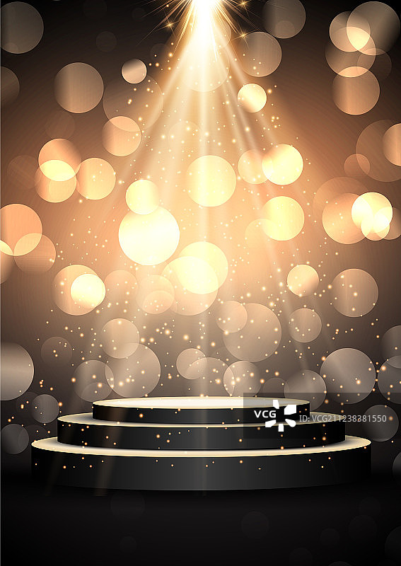 金色聚光灯下的领奖台图片素材