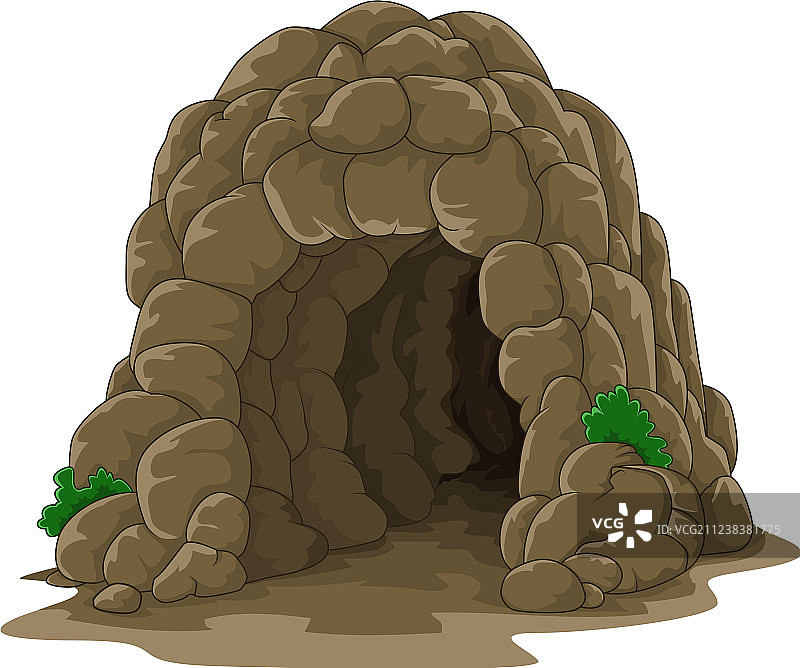 卡通山洞，白色背景上孤立图片素材