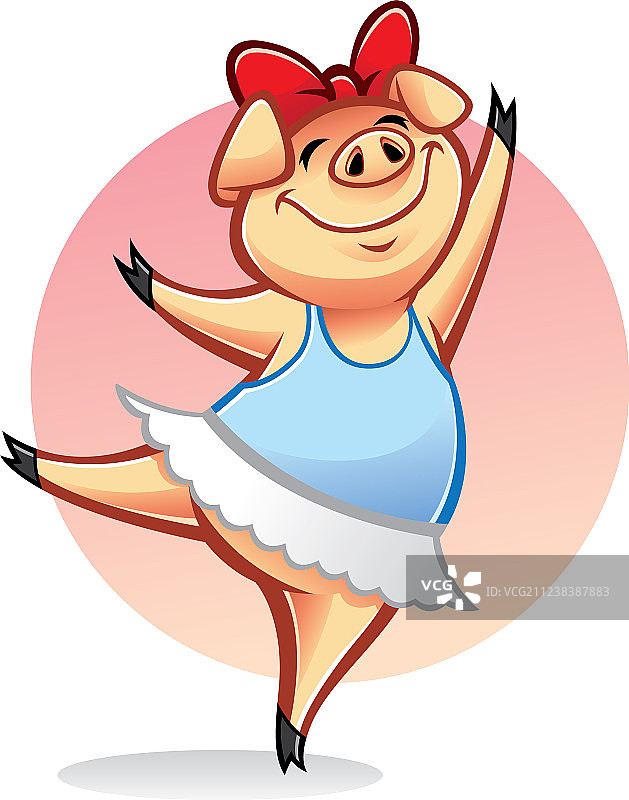 卡通芭蕾舞猪图片素材