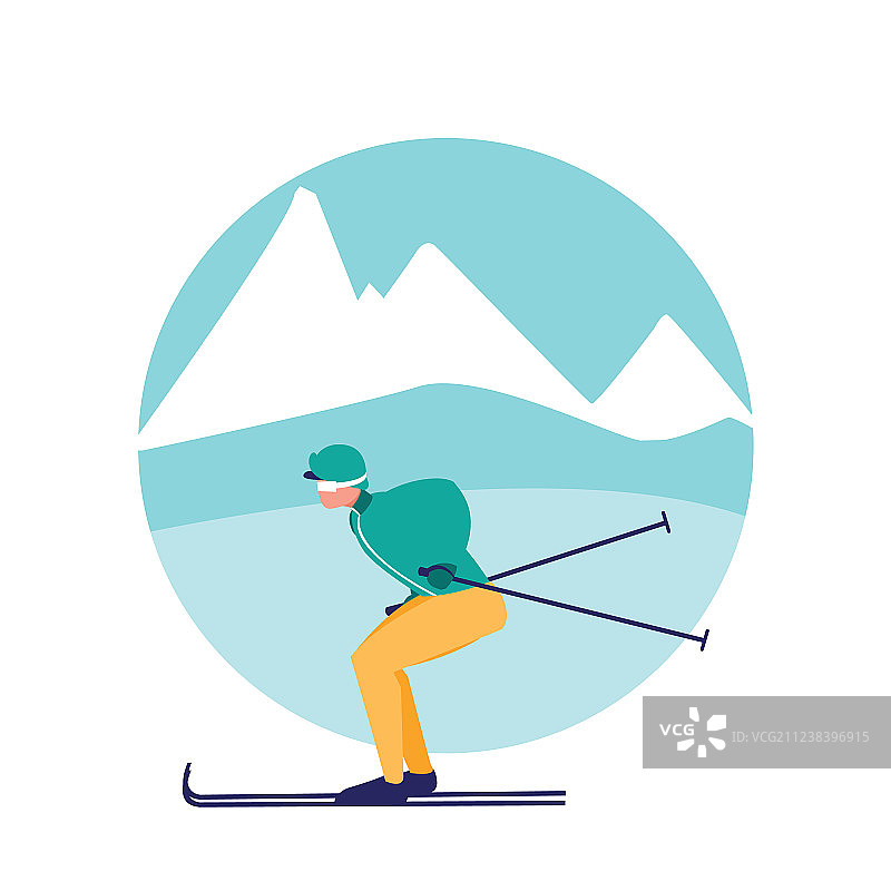 男人在冰上练习滑雪头像图片素材
