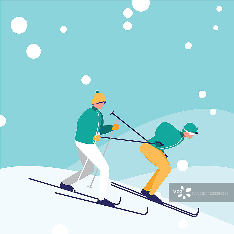 男士在冰上练习滑雪头像角色图片素材