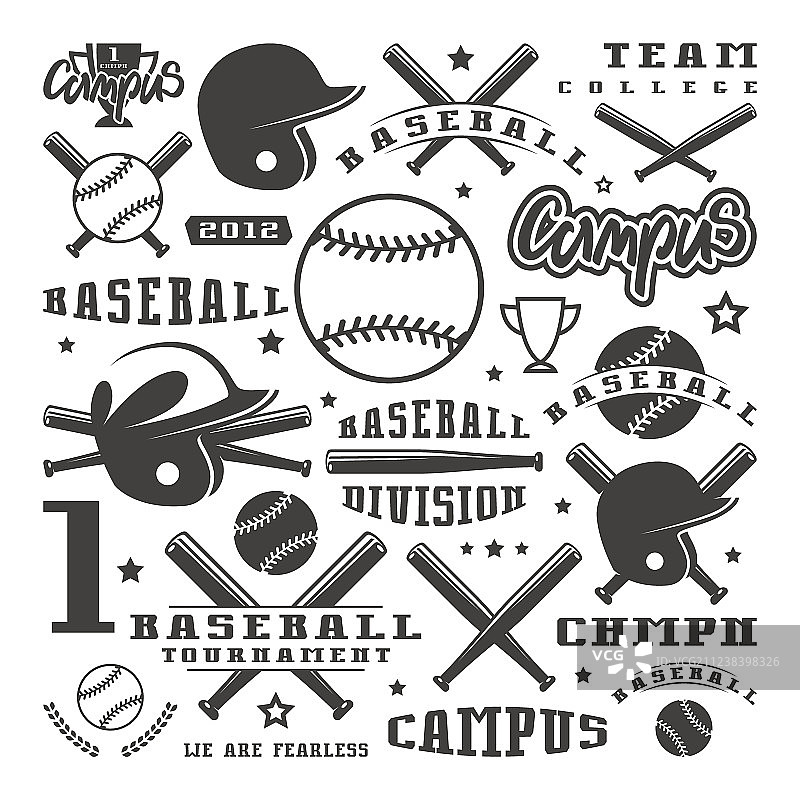 棒球队的图标和徽章套装图片素材