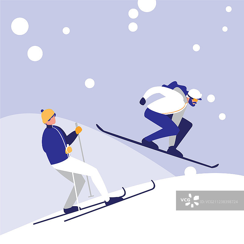 男士在冰上练习滑雪头像角色图片素材