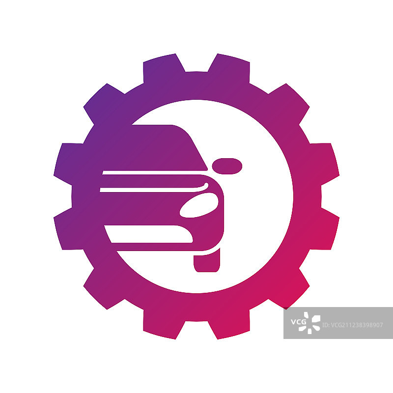 汽车齿轮和扳手维修车标剪影图片素材