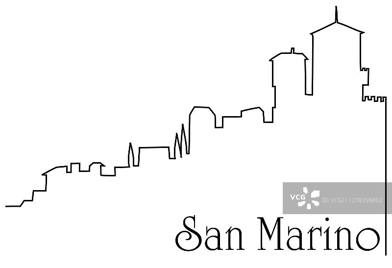 圣马力诺城市单线绘画背景图片素材