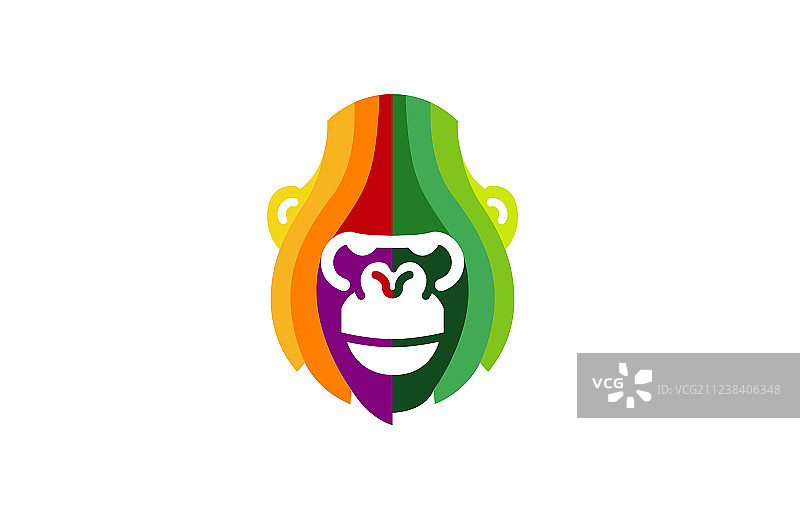 创意抽象彩色猩猩头像Logo图片素材