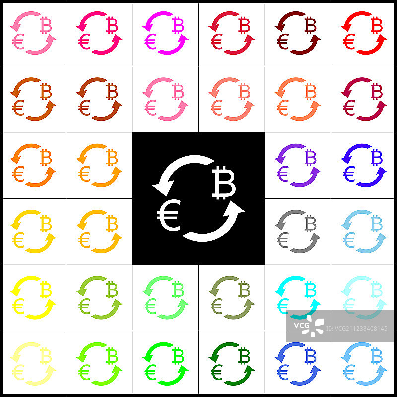 货币兑换标志：欧元和比特币图片素材