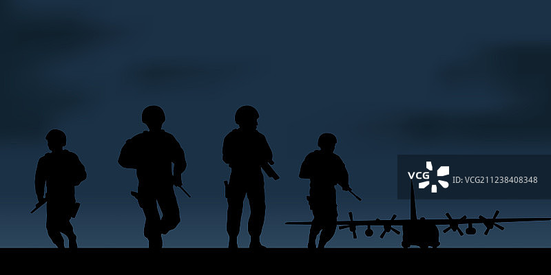 军用运输机和一群图片素材