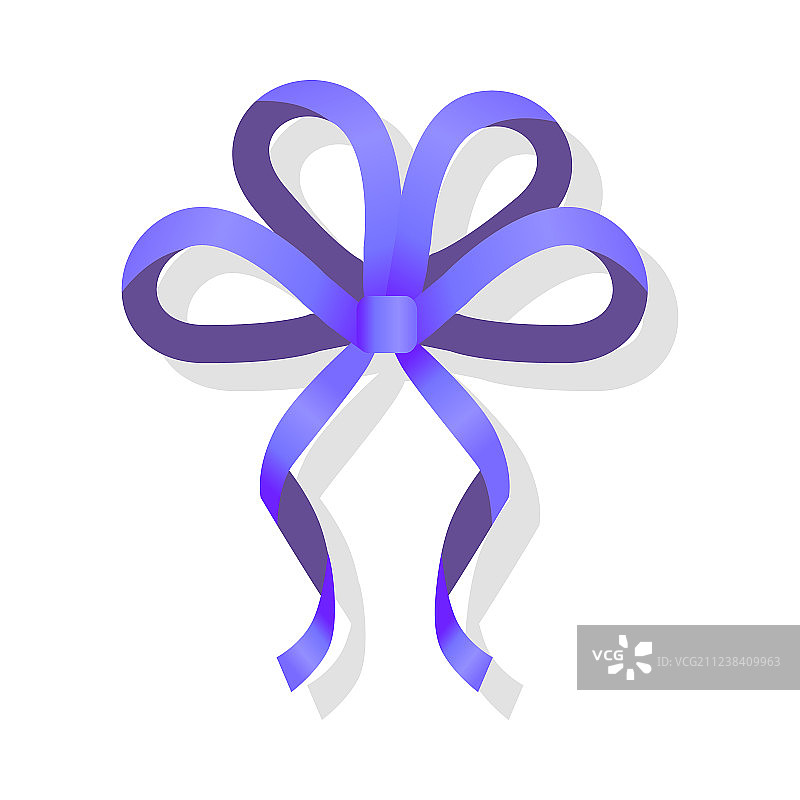 白色背景上的蓝色细丝带蝴蝶结图片素材