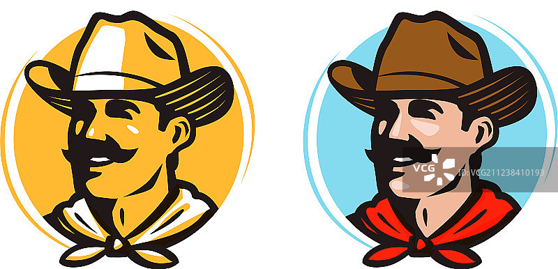 美国牛仔警长Logo或农场标签图片素材