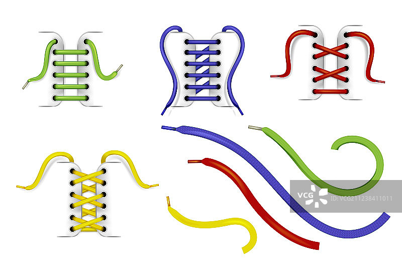 彩色鞋带的鞋带特写图片素材