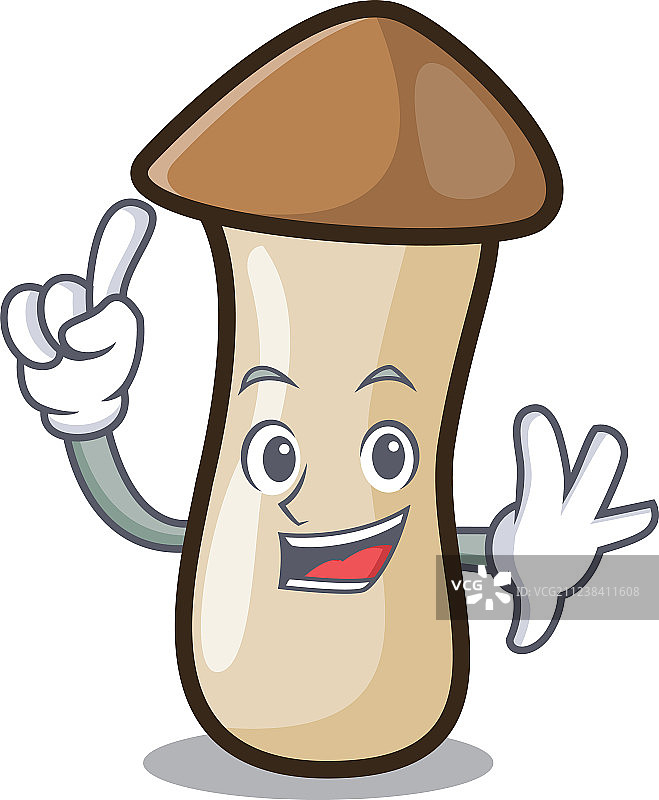 杏鲍菇卡通吉祥物与手指图片素材