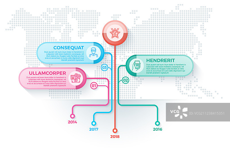 带有6个分支选项的树状信息图模板图片素材