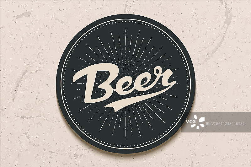手绘啤酒字体的啤酒杯垫图片素材