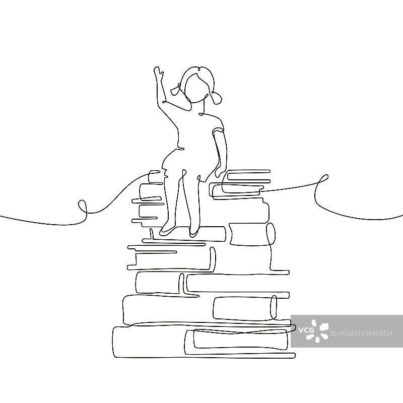 单线设计风格的女学生图片素材