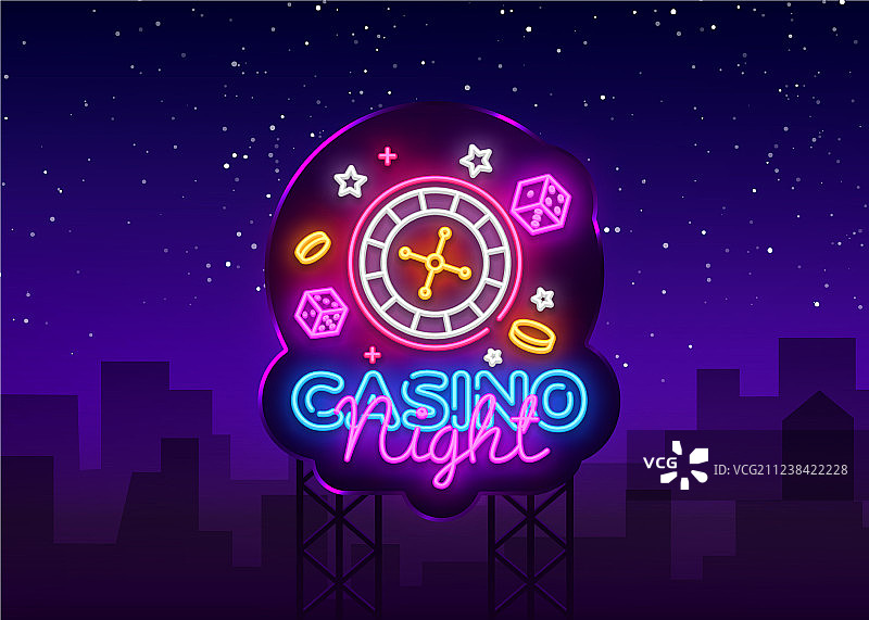赌场之夜霓虹灯标志图片素材
