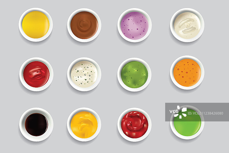 蘸酱碗调味汁俯视图图片素材