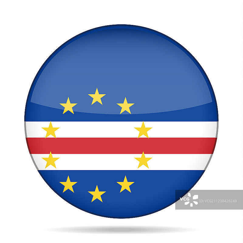 佛得角国旗圆形闪亮按钮图片素材