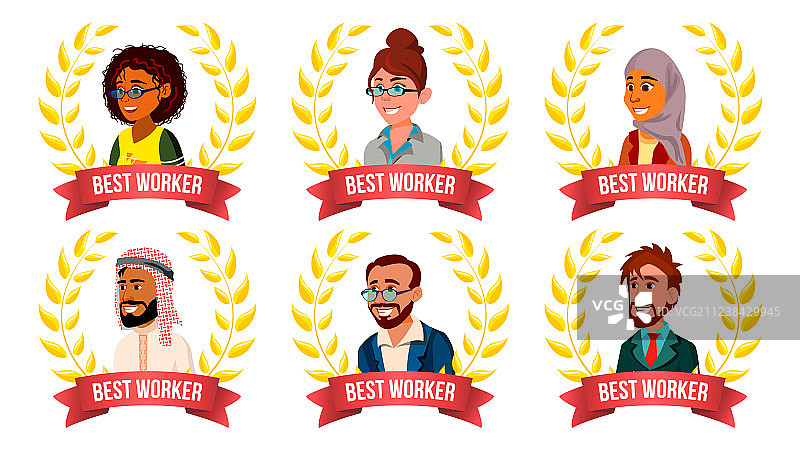 最佳员工：男人、女人和阿拉伯人图片素材