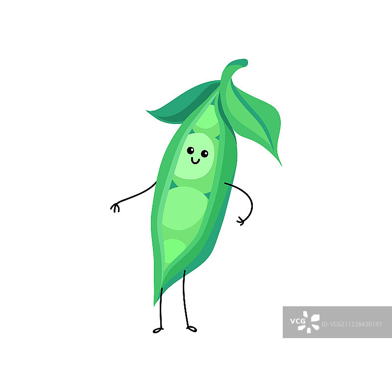 有趣的笑脸青豆荚卡通角色图片素材