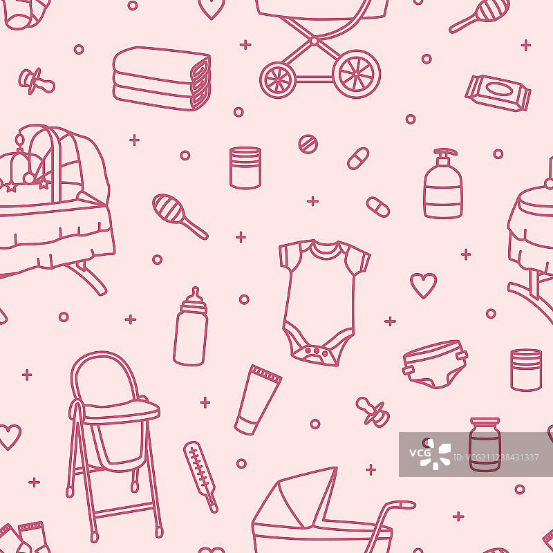 新生婴儿护理用品无缝图案图片素材