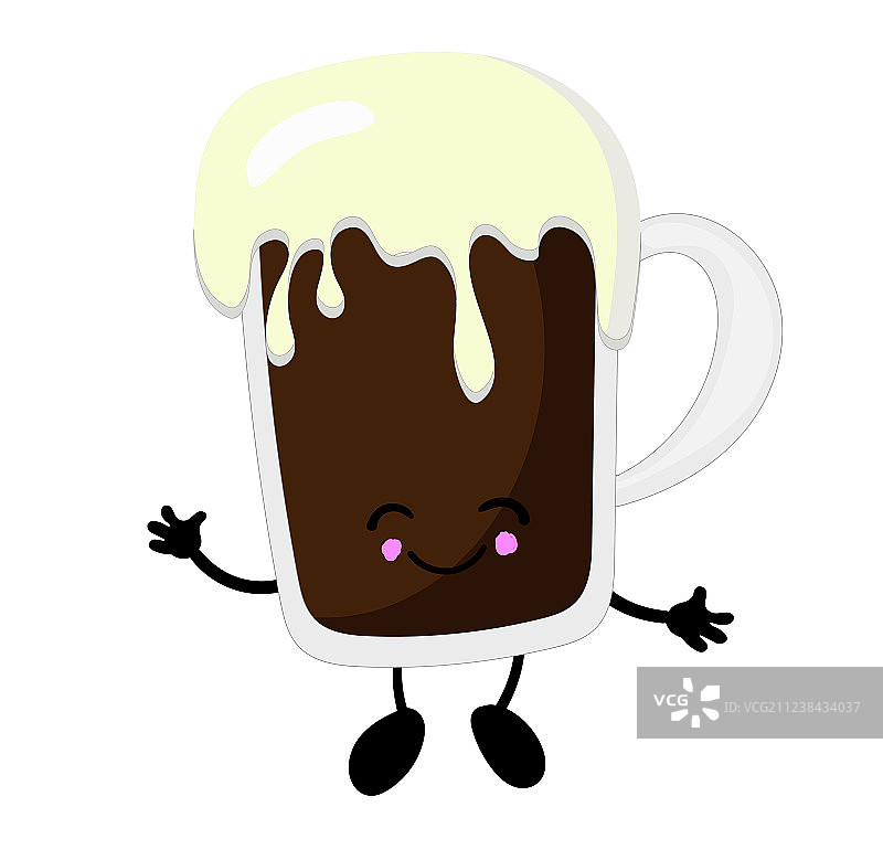 白色背景上的可爱啤酒角色图片素材