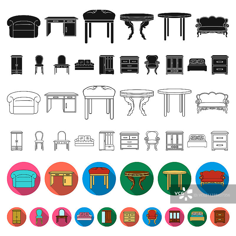 家具和室内扁平图标合集图片素材