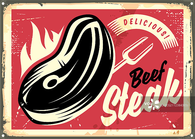 复古牛排店广告图片素材