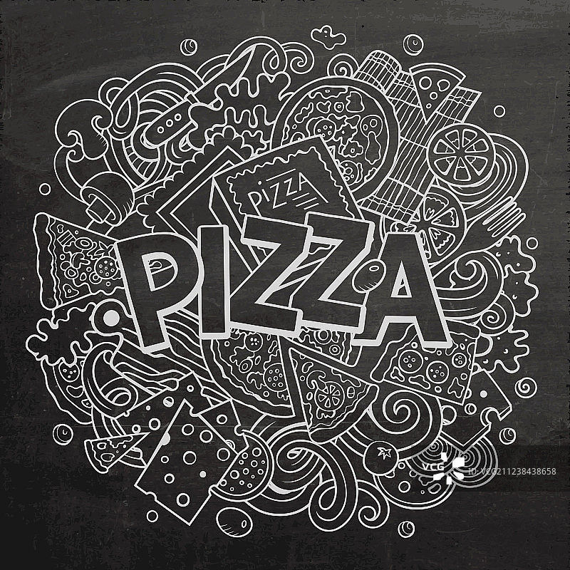 披萨文字卡通可爱涂鸦图片素材