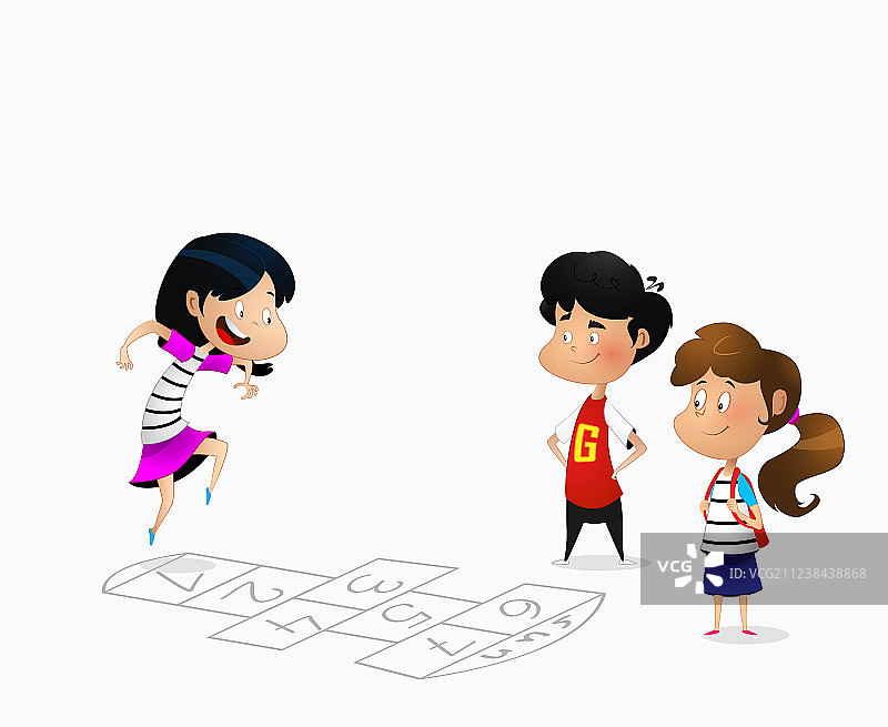 孩子们在玩跳房子图片素材