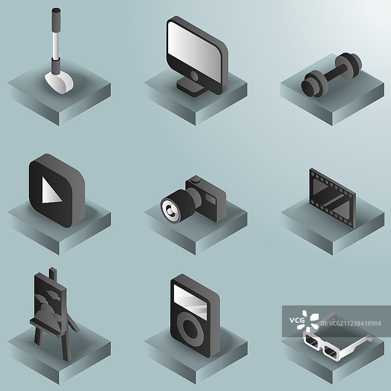 爱好彩色渐变2.5D图标集图片素材