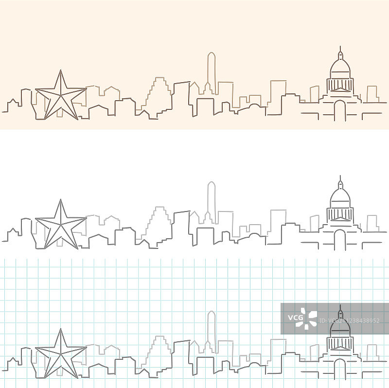 奥斯汀手绘天际线图片素材