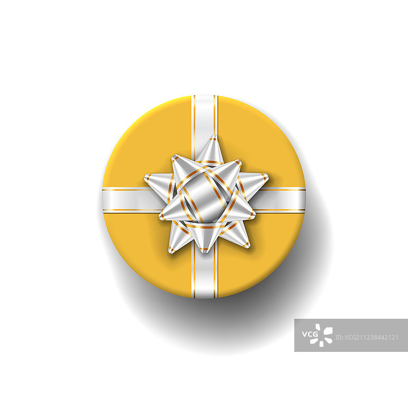 银色丝带蝴蝶结礼品盒3D顶视图图片素材