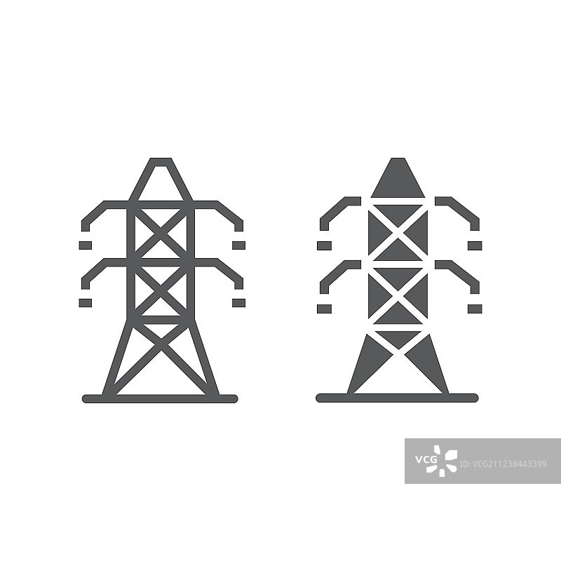 生态电力塔线和符号图标图片素材