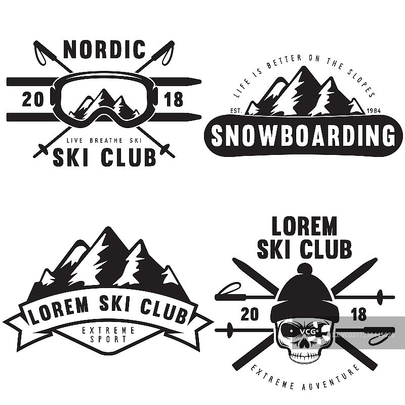 复古滑雪或冬季运动套装图片素材