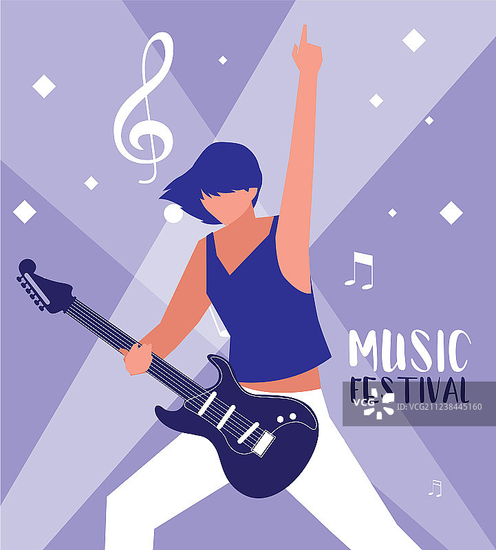 音乐节海报：女子演奏电子琴图片素材