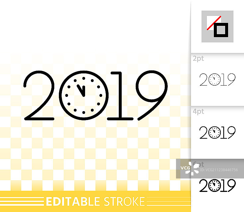 2019新年除夕黑色线条图标图片素材