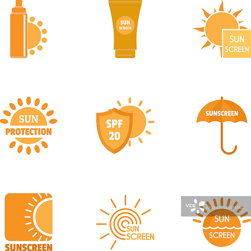 防晒霜图标简约风格合集图片素材